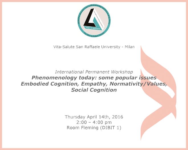 Fenomenologia e Filosofia della Persona – April 14th